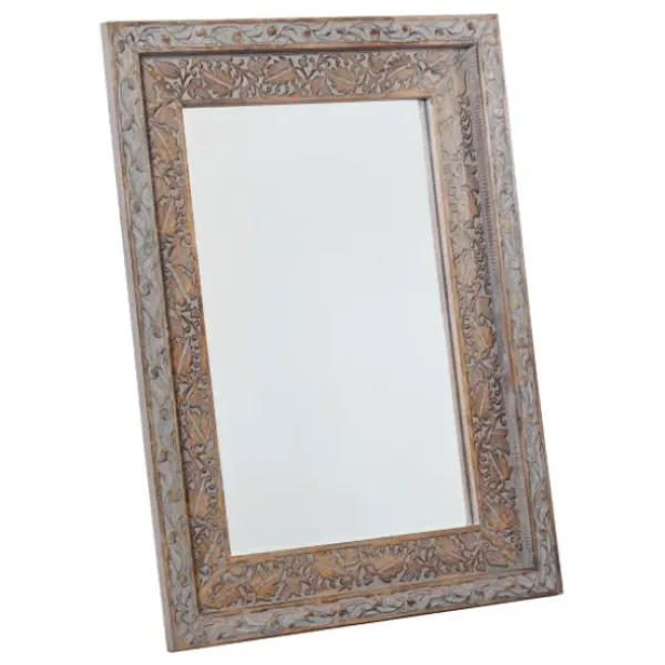 Decorative Mirrors-Kirkland's Home Carved Floral Mango Wood Mirror