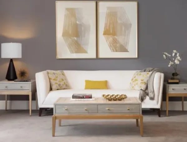 Coffee Tables-Kirkland's Home Carved Graphite And Gold 2-Drawer Coffee Table Gray