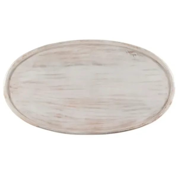 Coffee Tables-Kirkland's Home Carved Lattice Wood Oval Coffee Table White