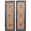 Wall Plaques-Kirkland's Home Carved Mahogany 2-Pc. Floral Motif Plaque Set Brown/Black/Gold
