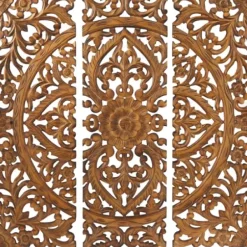 Wall Plaques-Kirkland's Home Carved Mahogany 3-Pc. Triptych Wall Panels Gold