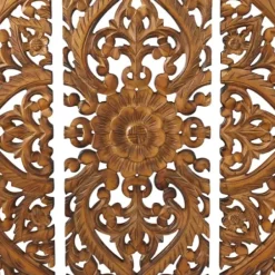 Wall Plaques-Kirkland's Home Carved Mahogany 3-Pc. Triptych Wall Panels Gold