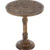Accent & End Tables-Kirkland's Home Carved Mandala Mango Wood Accent Table Brown