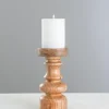 Candle Holders-Kirkland's Home Carved Natural Mango Wood Candle Holder, 8 In. Brown