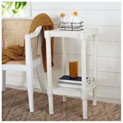 Accent & End Tables-Kirkland's Home Carved Pinewood Farmhouse Accent Table White