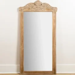 Full Length & Floor Mirrors-Kirkland's Home Carved Scroll Pine Wood Leaner Mirror