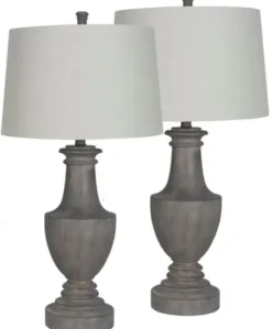 Table Lamps-Kirkland's Home Carved Urn Table Lamps, Set Of 2 Gray
