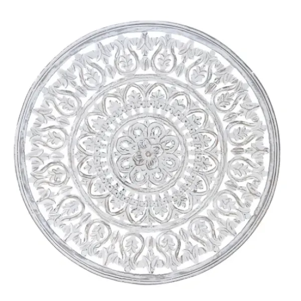 Wall Plaques-Kirkland's Home Carved Wood Acanthus Rosette Wall Plaque White