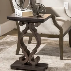 Accent & End Tables-Kirkland's Home Carved Wood Decorative Accent Table Brown