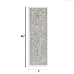 Wall Plaques-Kirkland's Home Carved Wood Laurel Branches Panel Wall Plaque Gray
