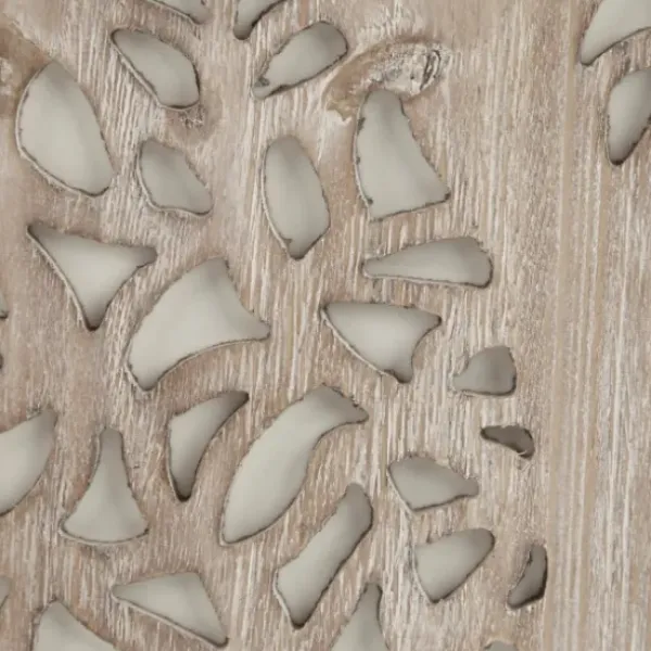 Wall Plaques-Kirkland's Home Carved Wood Laurel Branches Panel Wall Plaque Tan