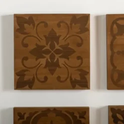 Wall Plaques-Kirkland's Home Carved Wood Patterned Wall Plaques, Set Of 4 Brown