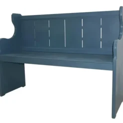 Entryway Furniture-Kirkland's Home Carved Wood Pew Bench Blue