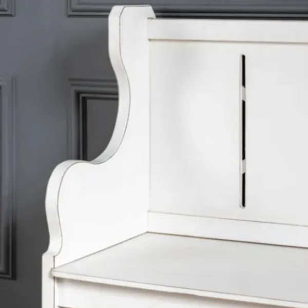 Entryway Furniture-Kirkland's Home Carved Wood Pew Bench White