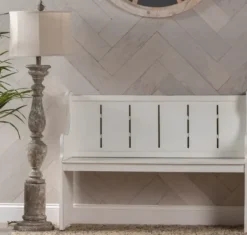 Entryway Furniture-Kirkland's Home Carved Wood Pew Bench White
