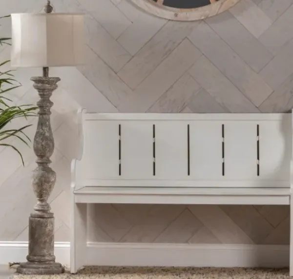 Entryway Furniture-Kirkland's Home Carved Wood Pew Bench White