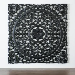 Wall Plaques-Kirkland's Home Carved Wooden Wall Plaque Black