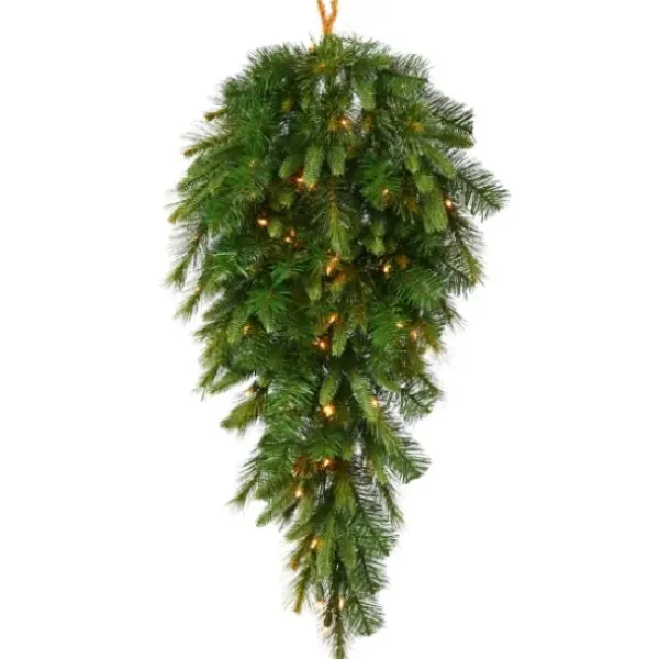 Wreaths-Kirkland's Home Cashmere Pine Clear Led Lit Teardrop Swag Green