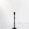 Candle Holders-Kirkland's Home Cast Iron Notched Taper Candlestick, 15 In. Black