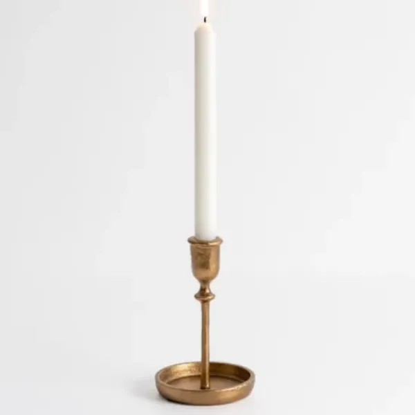 Candle Holders-Kirkland's Home Cast Iron Taper Candle Holder, 6 In. Gold