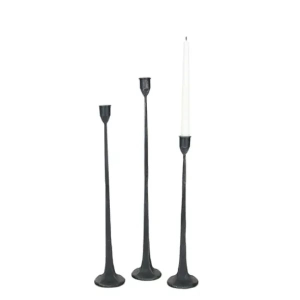 Candle Holders-Kirkland's Home Cast Iron Taper Candle Holders, Set Of 3 Black