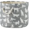 Baskets & Boxes-Kirkland's Home Cats Meow Round Storage Bin, 15 In. Gray
