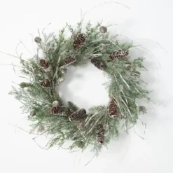 Wreaths-Kirkland's Home Cedar And Pinecone Branches Winter Wreath Green/Brown/Gray