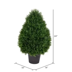 Trees & Topiaries-Kirkland's Home Cedar Cone Potted Topiary, 24 In.