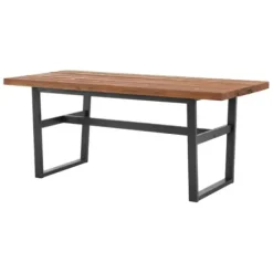 Dining Tables-Kirkland's Home Cedar Wood And Black Metal Dining Table Brown