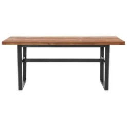 Dining Tables-Kirkland's Home Cedar Wood And Black Metal Dining Table Brown