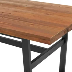 Dining Tables-Kirkland's Home Cedar Wood And Black Metal Dining Table Brown