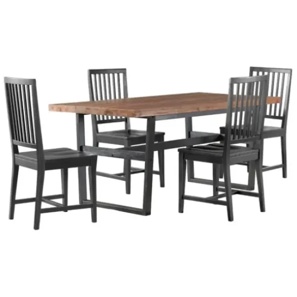 Dining Tables-Kirkland's Home Cedar Wood And Metal Industrial 5-Pc. Dining Set Brown/Black