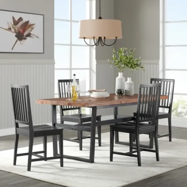 Dining Tables-Kirkland's Home Cedar Wood And Metal Industrial 5-Pc. Dining Set Brown/Black