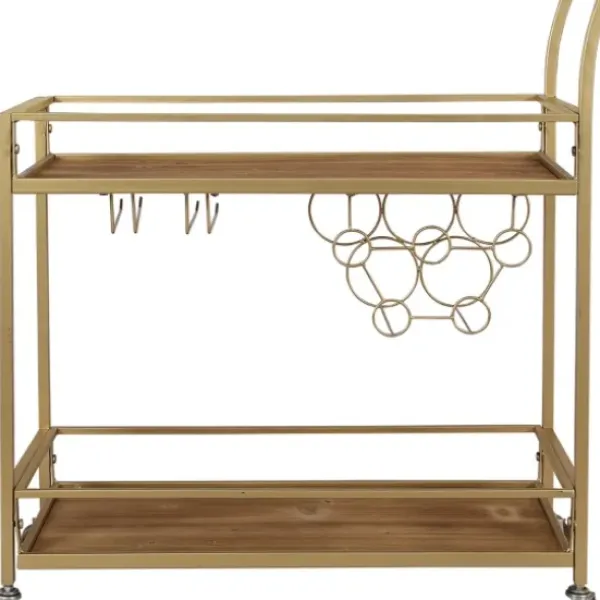Kitchen Islands & Bar Carts-Kirkland's Home Celeste Gold Metal And Wood Bar Cart