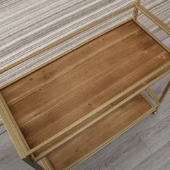 Kitchen Islands & Bar Carts-Kirkland's Home Celeste Gold Metal And Wood Bar Cart