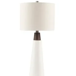 Table Lamps-Kirkland's Home Ceramic And Wood Cone Table Lamp White