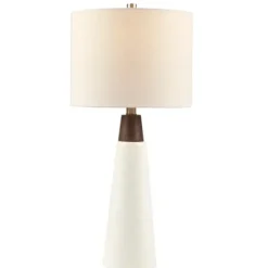 Table Lamps-Kirkland's Home Ceramic And Wood Cone Table Lamp White
