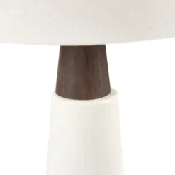 Table Lamps-Kirkland's Home Ceramic And Wood Cone Table Lamp White