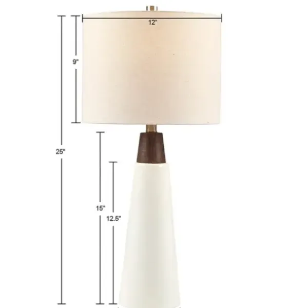 Table Lamps-Kirkland's Home Ceramic And Wood Cone Table Lamp White