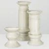 Candle Holders-Kirkland's Home Ceramic Column Pillar Holders, Set Of 3 Ivory