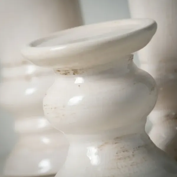 Candle Holders-Kirkland's Home Ceramic Column Pillar Holders, Set Of 3 Ivory