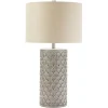 Table Lamps-Kirkland's Home Ceramic Embossed Geometric Table Lamp Gray