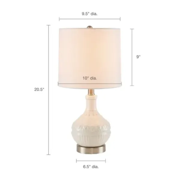 Table Lamps-Kirkland's Home Ceramic Embossed Table Lamp White