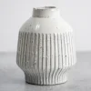 Vases-Kirkland's Home Ceramic Ribbed Vase, 7 In. White