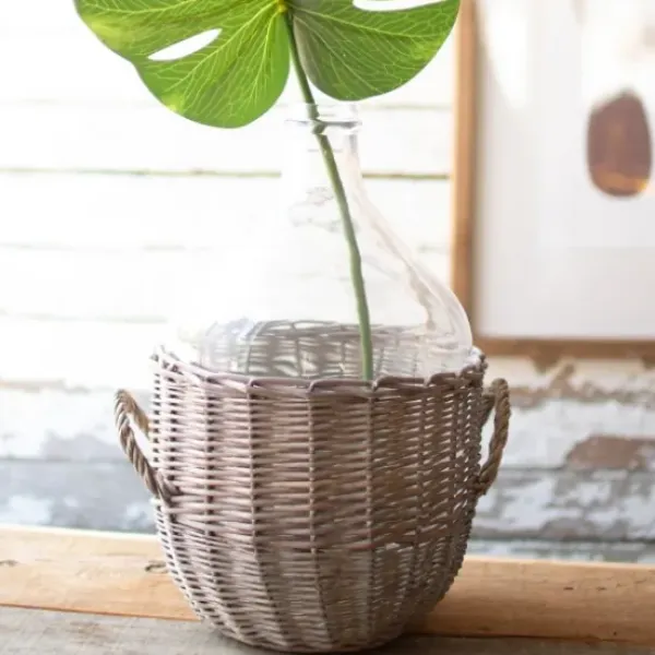 Vases-Kirkland's Home Ceramic Striped Vase Gray