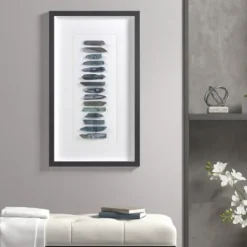 Framed Art-Kirkland's Home Cerulean Agate Martha Stewart Shadowbox Plaque White/Blue