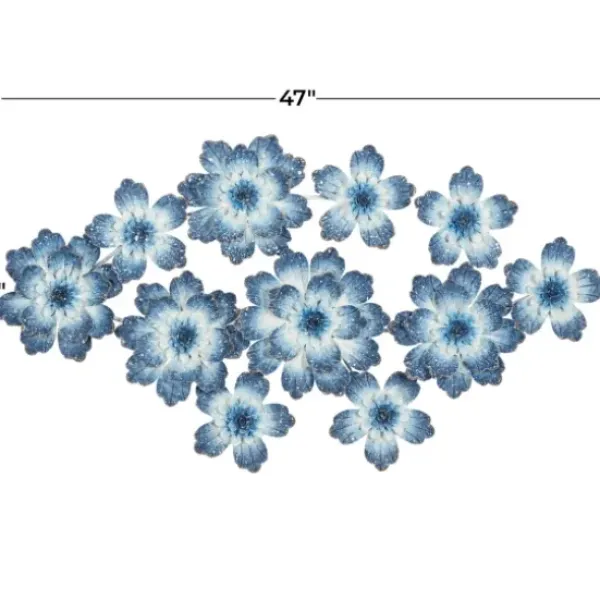Wall Plaques-Kirkland's Home Cerulean Blossoms Ornate Wall Plaque Blue/White