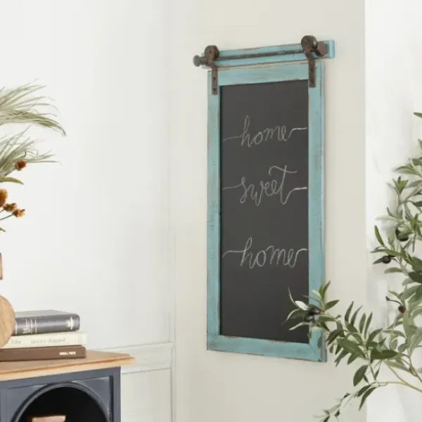 Memo & Chalkboards-Kirkland's Home Cerulean Distressed Blackboard Wall Plaque Blue