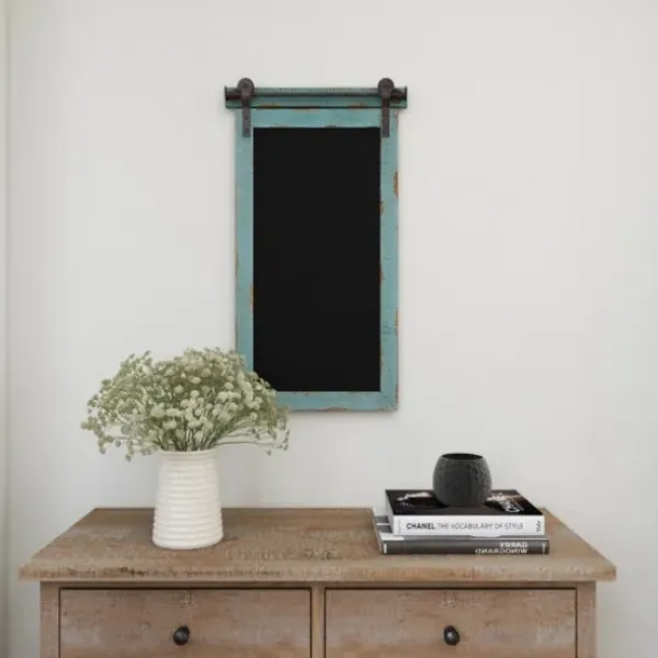 Memo & Chalkboards-Kirkland's Home Cerulean Distressed Blackboard Wall Plaque Blue