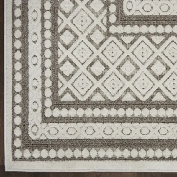 Outdoor Rugs-Kirkland's Home Cerulean Quatrefoil Outdoor Area Rug, 4X6 Blue/White